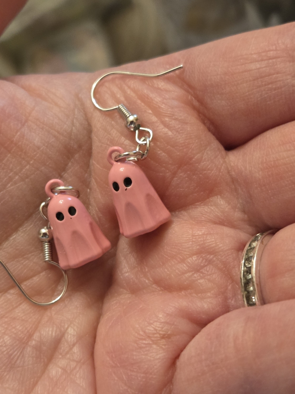 Cute Pink Ghost Dangle/Drop Earrings- Halloween